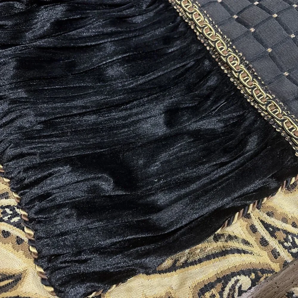 Arabella chenille damask decorative throw pillow Sham Set Black Brown & gold